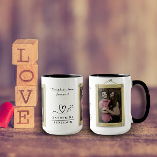 Laughter, love, forever Couple Valentine Photo B&W Mug