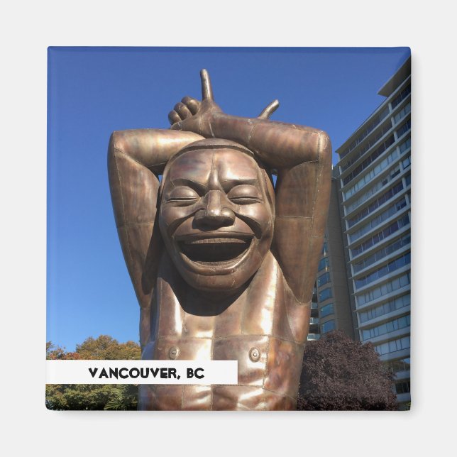 Laughter Statue Vancouver BC Travel Magnet (Front)
