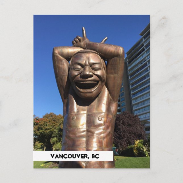 Laughter Statue Vancouver BC Travel Postcard (Front)