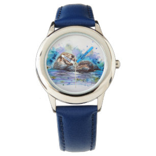 Lauging otter watercolor art kids watch
