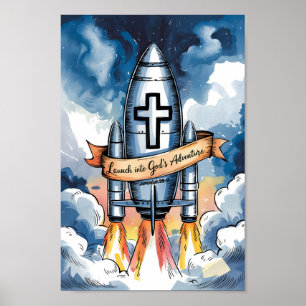 Launch into God’s Adventure Christian Nursery Kids Poster
