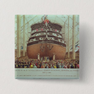 Launch of H.M.S. Royal Albert, Screw Steamer 15 Cm Square Badge