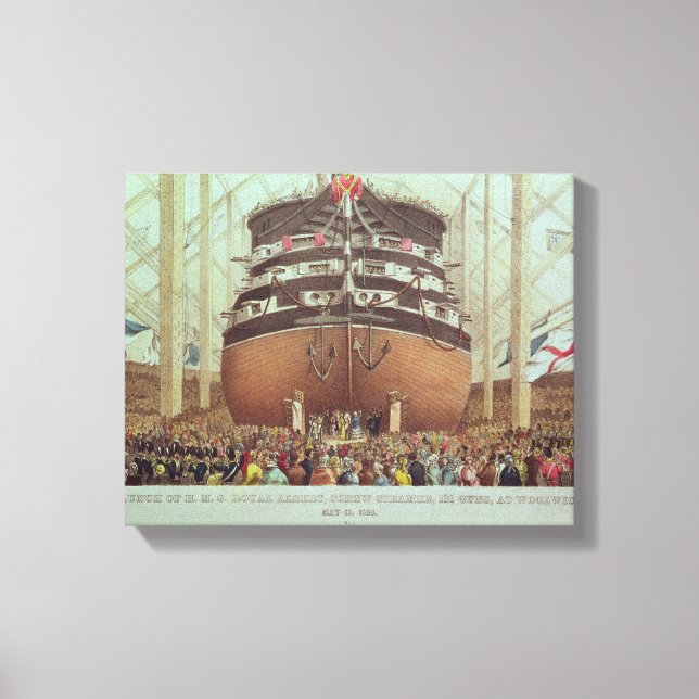 Launch of H.M.S. Royal Albert, Screw Steamer Canvas Print (Front)