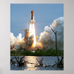 Launch of Space Shuttle Columbia (STS-9) Poster