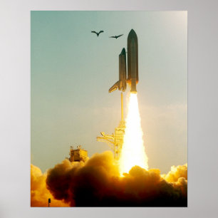 Launch of Space Shuttle Discovery (STS-91) Poster