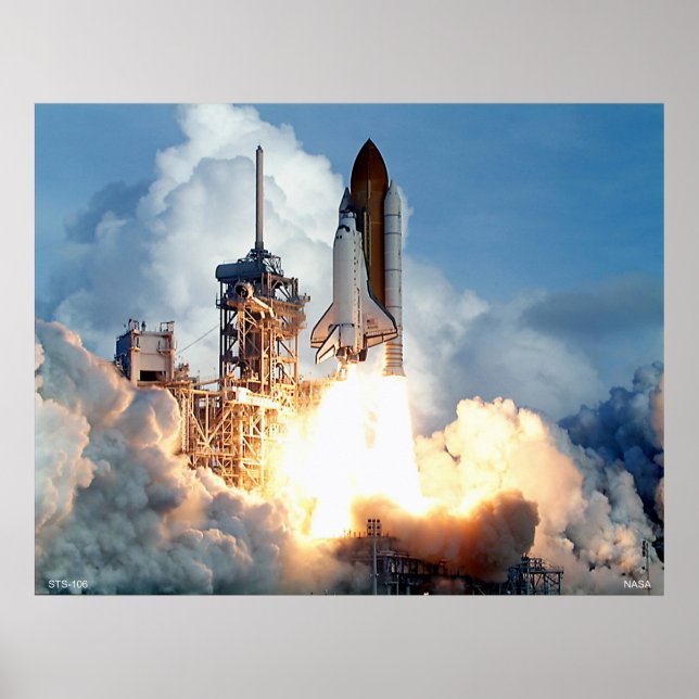 Launch of Space Shuttle STS-106 Poster (Front)