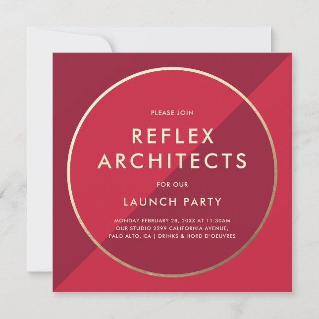 Launch Party Invitation Red Gold Business Event (Front)