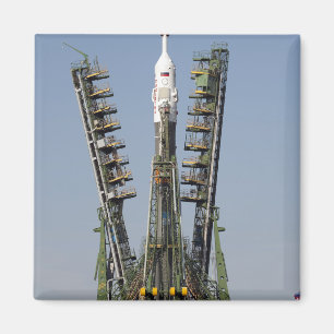 Launch scaffolding is raised into place magnet