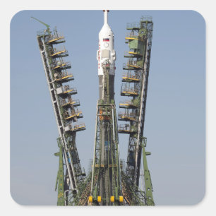Launch scaffolding is raised into place square sticker
