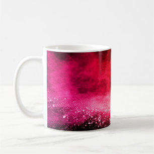 Launched colourful powder, isolated on black backg coffee mug