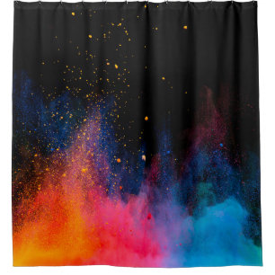Launched colourful powder, isolated on black backg shower curtain