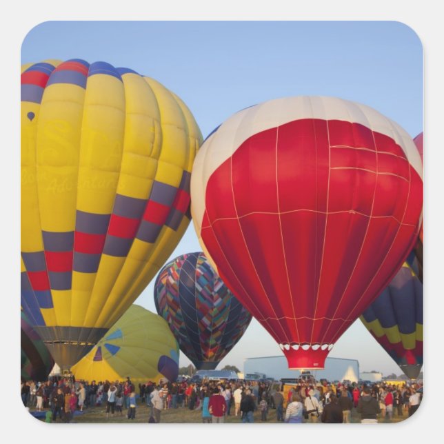 Launching hot air balloons square sticker (Front)