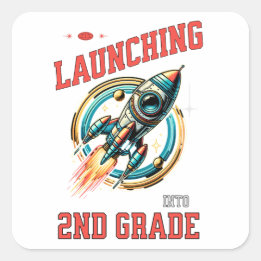 Launching into 2nd Grade -Back to School Square Sticker