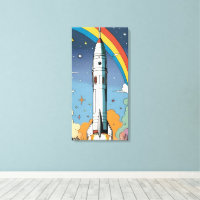 Launching space rocket retro Glossy Poster