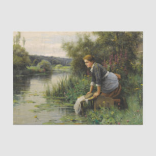 Laundress by the Water's Edge by Daniel Knight Tissue Paper