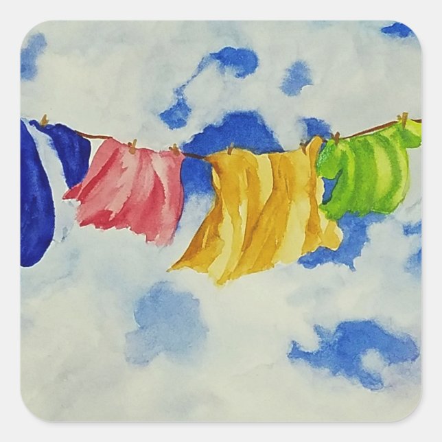 Laundry Clothesline Outdoors  Square Sticker (Front)