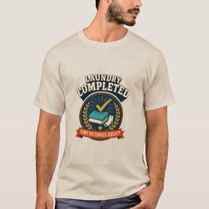 Laundry Completed Retro Chore Victory Badge T-Shirt