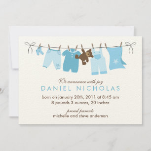 Laundry Day Baby Birth Announcements