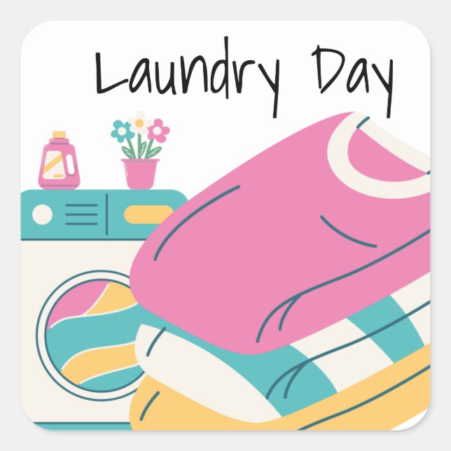 Laundry Day Wash Clothes Planner Diary Square Sticker (Front)