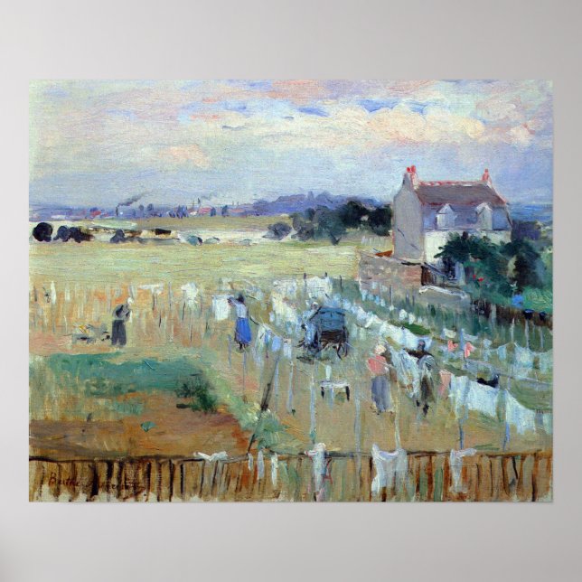 Laundry drying by Berthe Morisot Poster (Front)