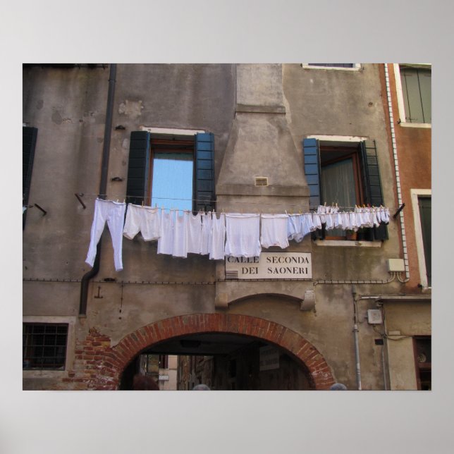 Laundry Drying in Venice, Italy Poster (Front)