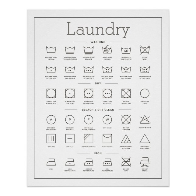 Laundry Guide Black & White EDITABLE TITLE Poster (Front)