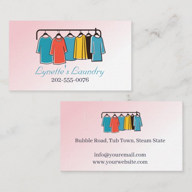 Laundry Ironing Dry Cleaning Business Card (Front/Back)