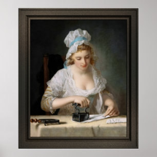 Laundry Maid Ironing by Henry Robert Morland Poster