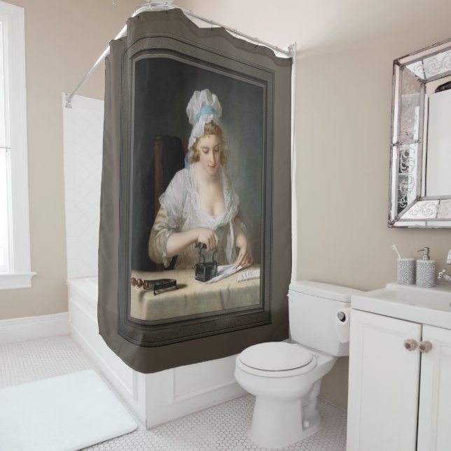 Laundry Maid Ironing by Henry Robert Morland Shower Curtain (In Situ)