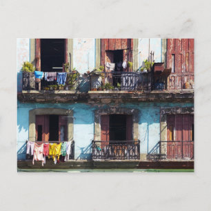 Laundry on balconies, Paseo del Prado, Cuba Postcard