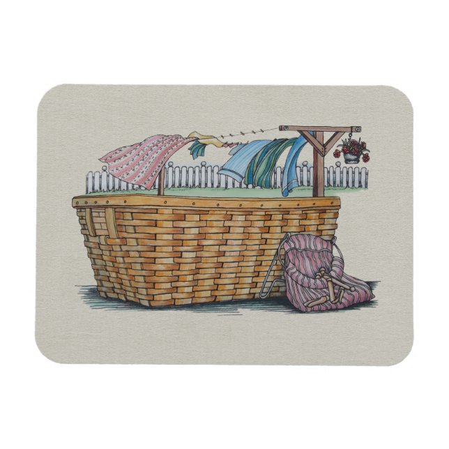 Laundry On Clothesline Magnet (Horizontal)