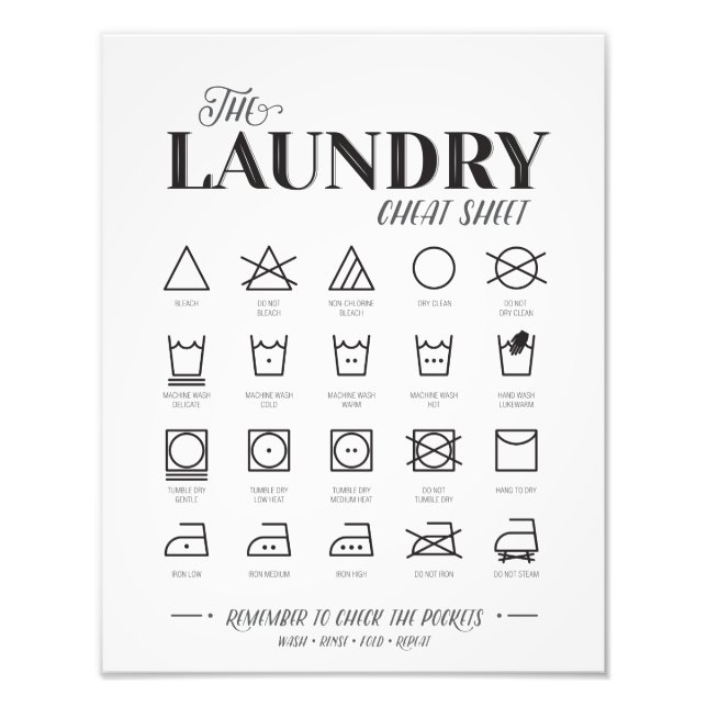 Laundry Room Cheat Sheet Photo Print (Front)