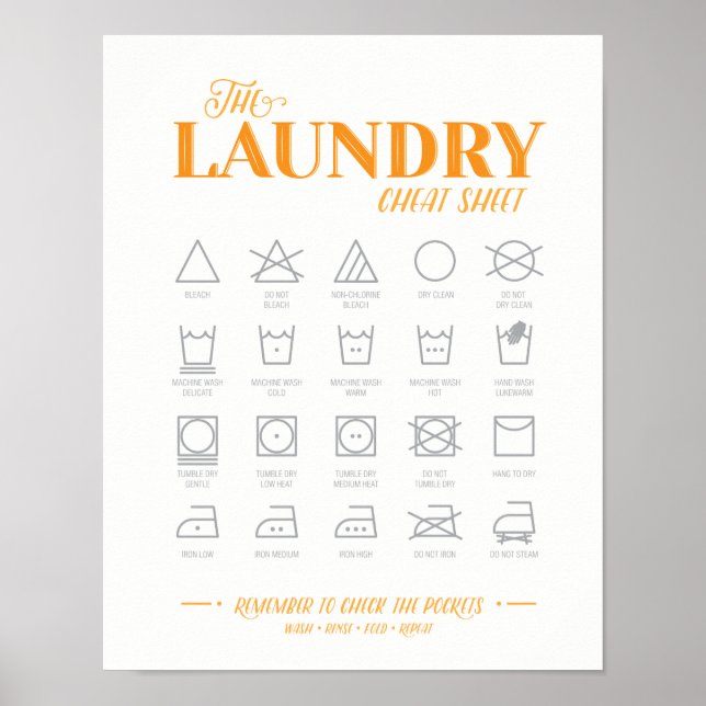 Laundry Room Cheat Sheet Poster (Front)