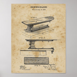 Laundry Room Decor Ironing Board blueprint art