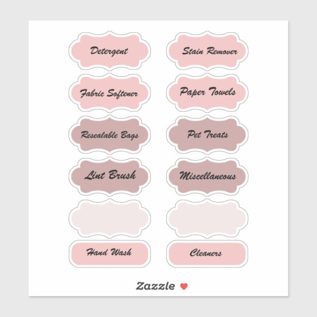 Laundry Room Home Organisation Pink Labels (Sheet)