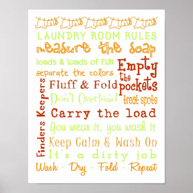 Laundry Room Rules Poster | Zazzle