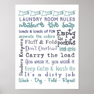 Laundry Room Rules Poster