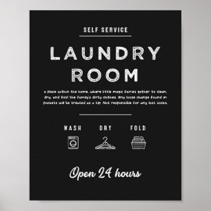 Laundry Room Sign, Utility Room Art Chalk Style  Poster