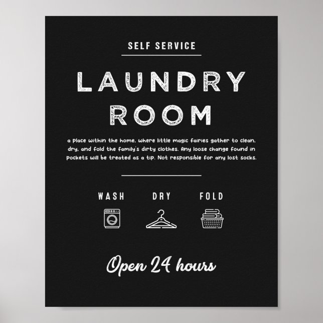 Laundry Room Sign, Utility Room Art Chalk Style  Poster (Front)