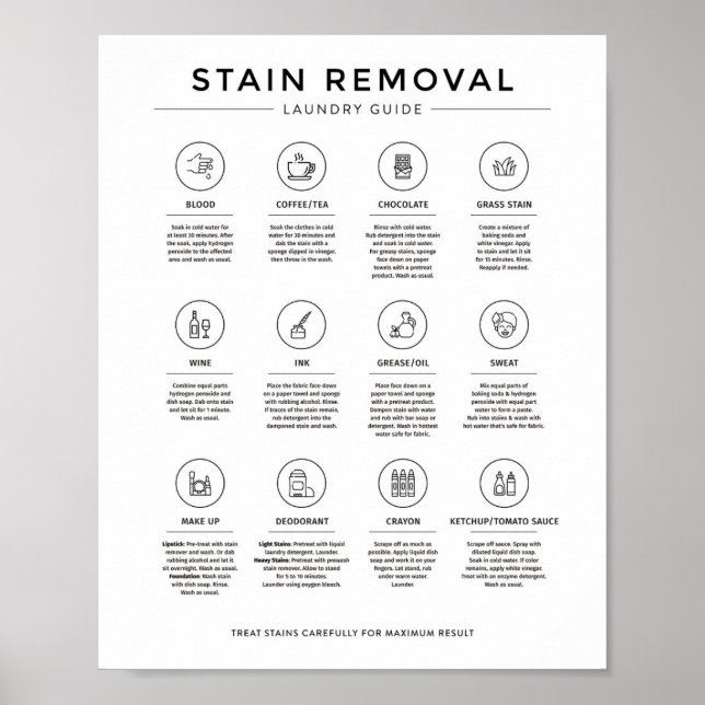 Laundry Room Stain Removal Instruction Guide Poster (Front)