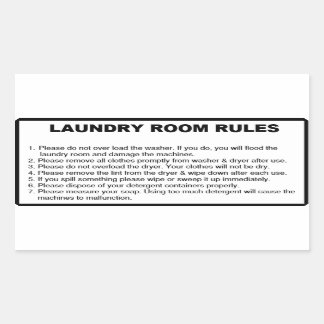 'Laundry Rules' Laundromat Overlay Black Rectangular Sticker