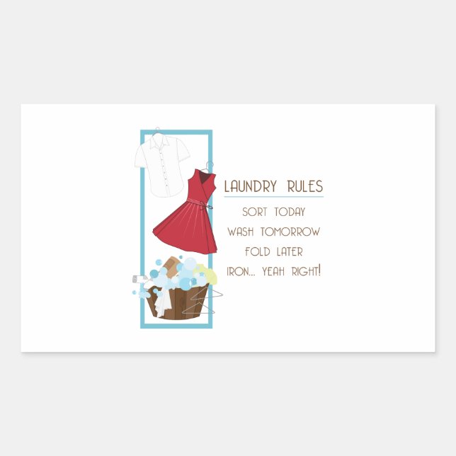 Laundry Rules Rectangular Sticker (Front)