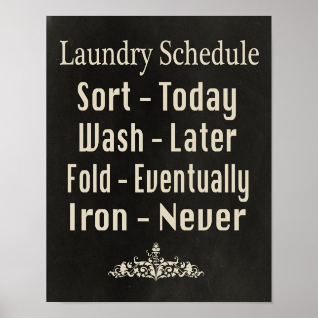 Laundry Schedule Poster (Front)