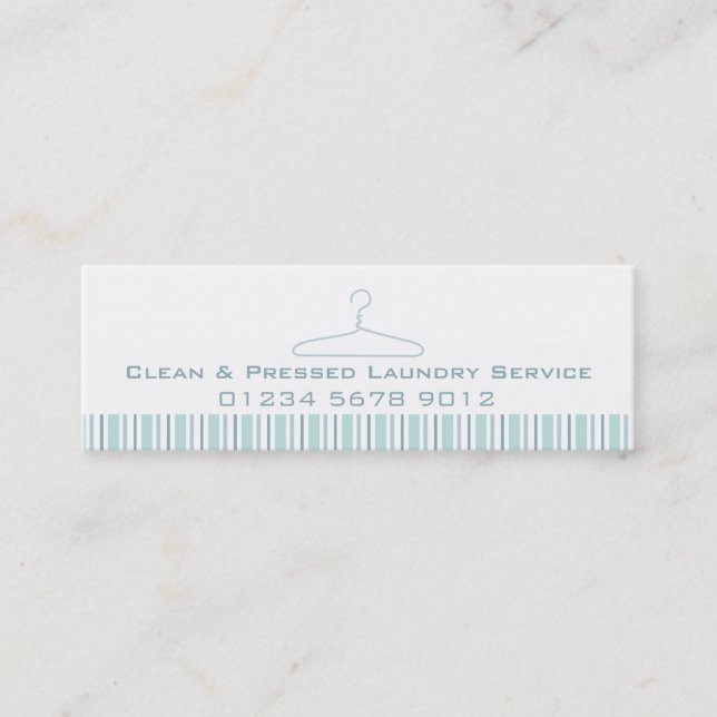 Laundry service mint swing tag / business card (Front)