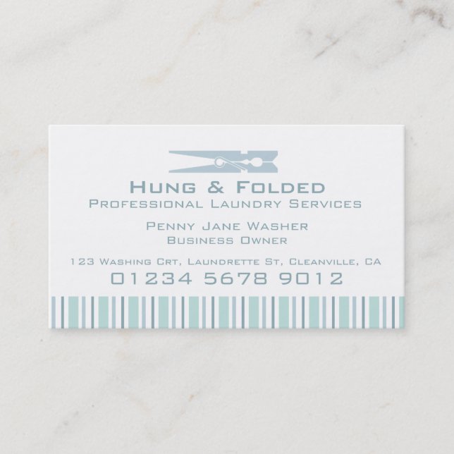 Laundry service mint swing tag / business card (Front)