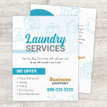 Laundry Services Flyer Template<br><div class="desc">Freshen up your business brand with a bright and engaging flyer for your laundromat and laundry services! This eye-catching professional design features washing machines, fluffy clean clothes, and bubbly cleaning icons. Highlight your top-tier services like ironing, folding, washing, drying, dry cleaning, and even convenient pick-up and drop-off options. Sweeten the...</div>