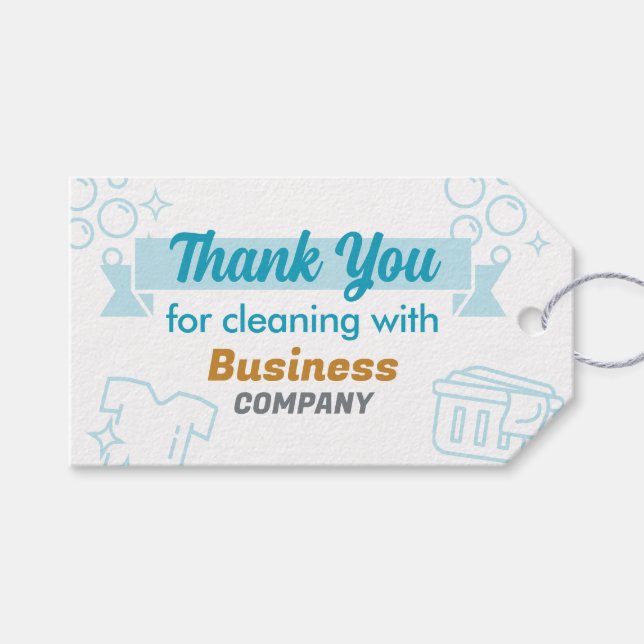 Laundry Services Laundromat Thank You Bag Tag (Front (Horizontal))