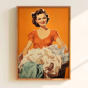 Laundry Wall Art Retro Housewife Art Wash Room Art