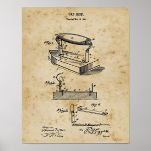 Laundry Wall Decor Clothes Iron Blueprint Art