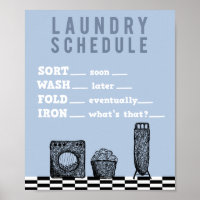 Laundry Wash Dry Fold Household Chore Poster